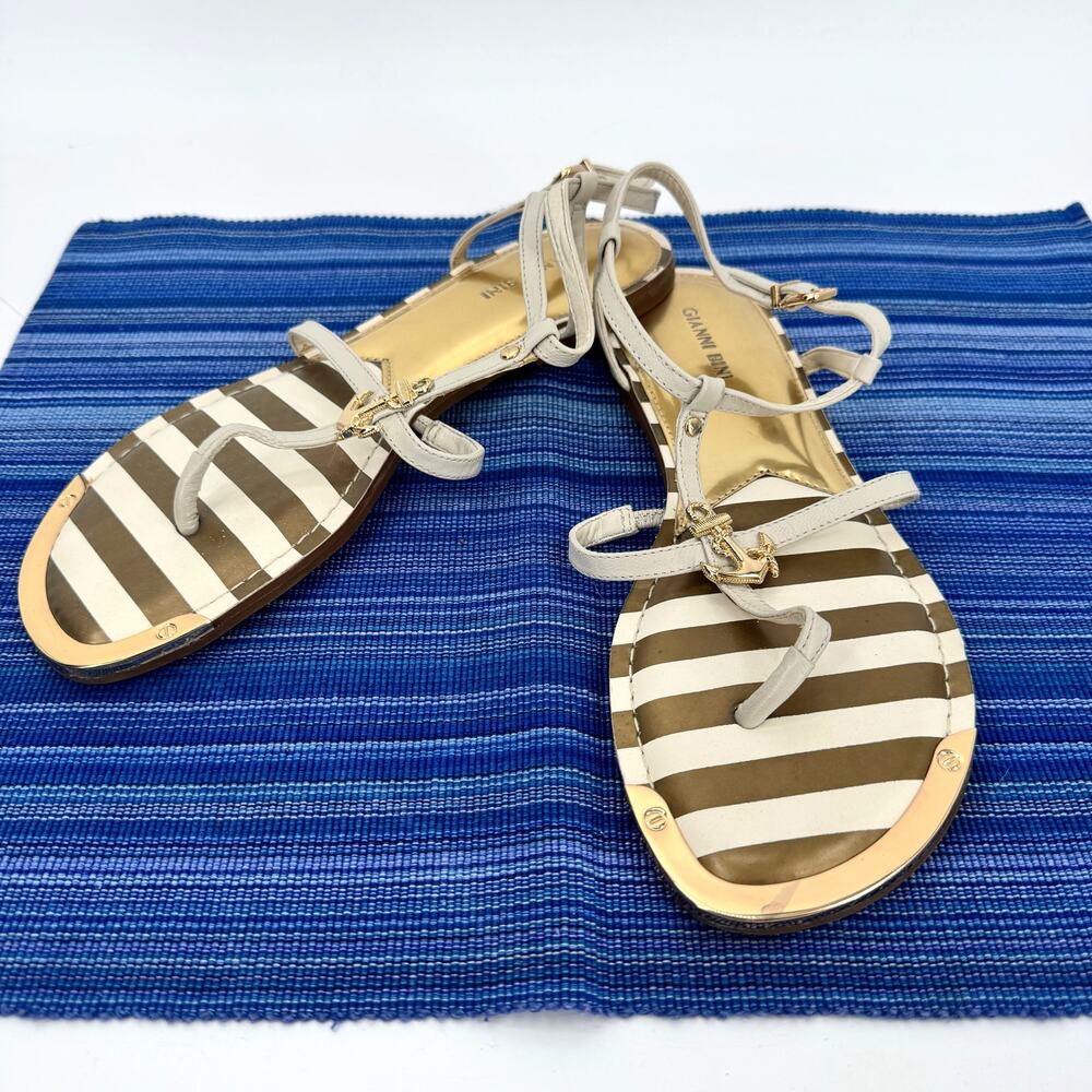 Gianni Bini Sandals‎ Womens 9.5 Strappy Thong Toe Nautical Anchor Beach Coastal